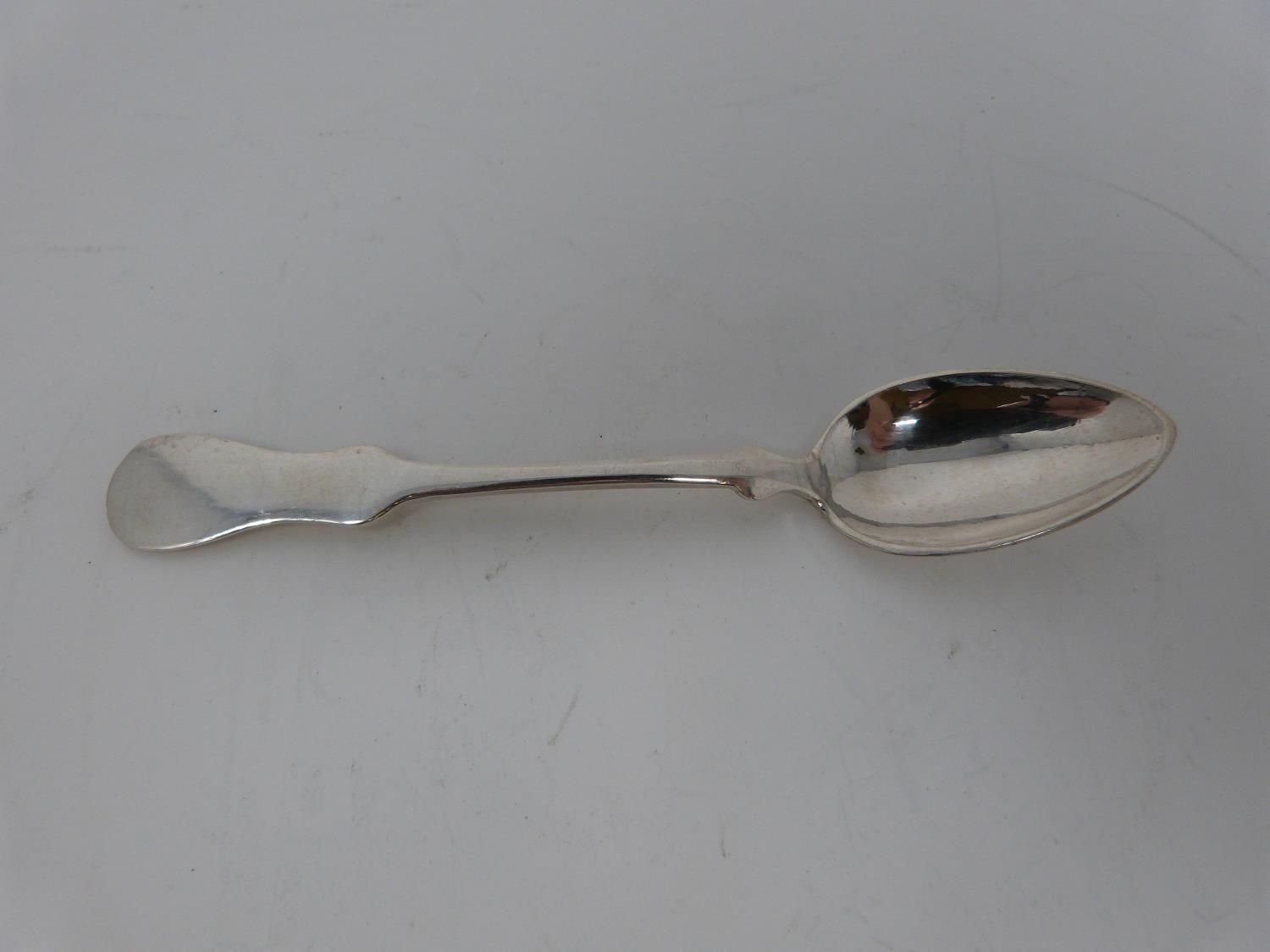 A collection of silver teaspoons including three engraved Georgian silver coffee spoons, hallmarked: - Image 5 of 7