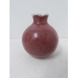 A Kangxi style pomegranate-form water pot with 'peachbloom' glaze, six-character mark to base.