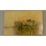 Oil on panel of lakescape signed Hippolyte Camille Delpy. 31x22cm