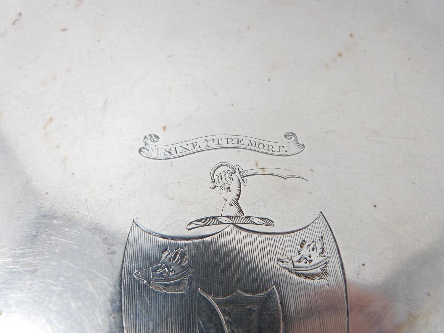 Georgian silver oval tray on four tapering feet. John Wakelin & William Taylor, London, 1781. - Image 6 of 6