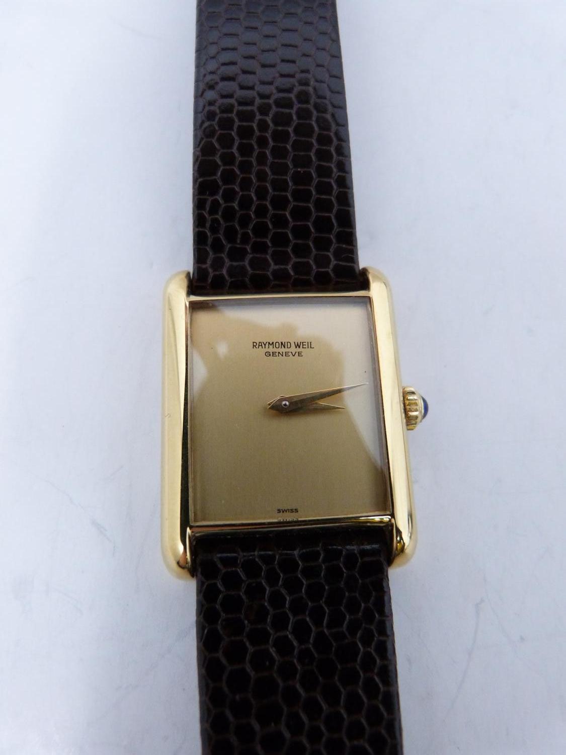 A collection of five gold plated mens and ladies vintage watches. Cantina 18k plated mens watch on a - Image 7 of 13