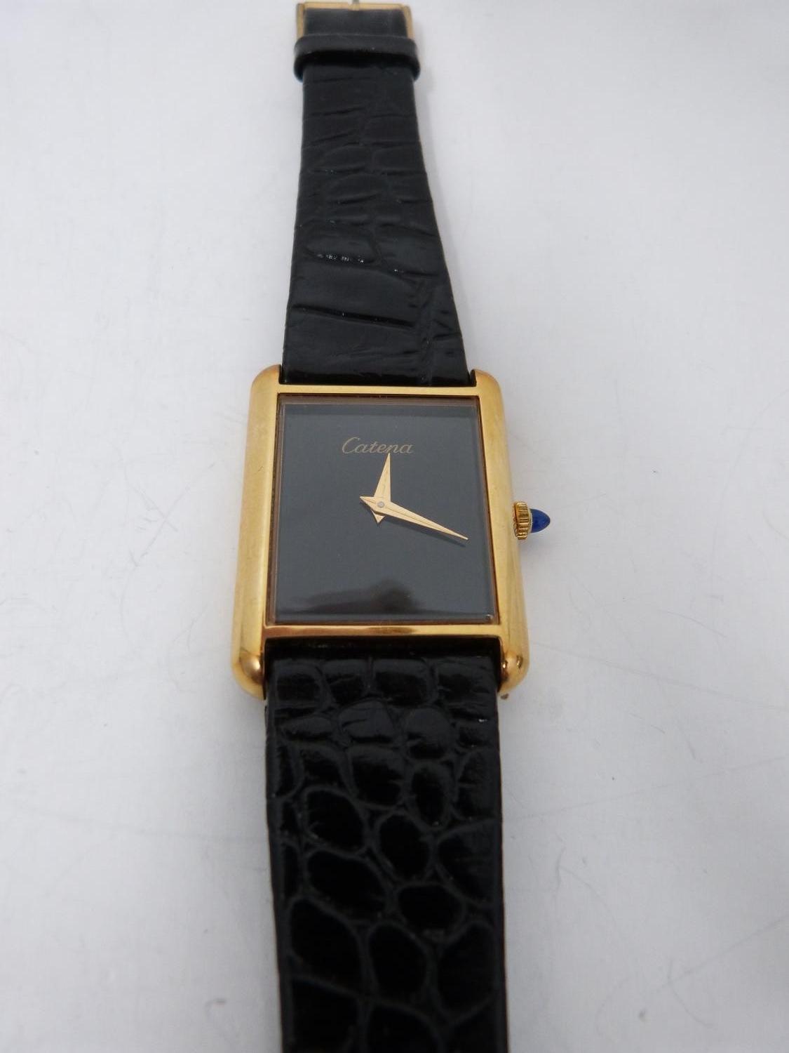 A collection of five gold plated mens and ladies vintage watches. Cantina 18k plated mens watch on a - Image 12 of 13