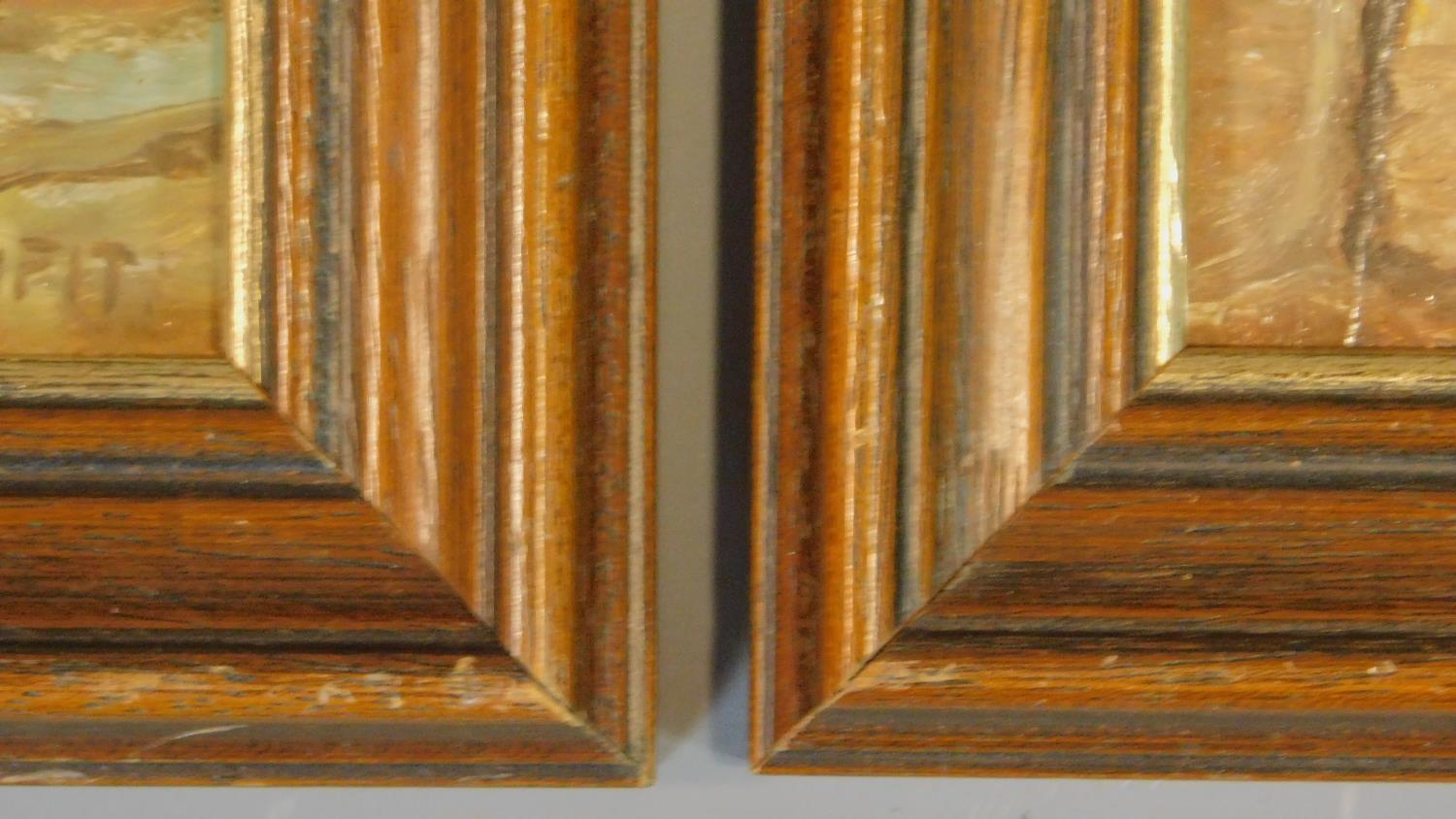 A pair of oil on panel landscapes in wooden frames. Signed L. Dufit. 24x33cm - Image 5 of 5