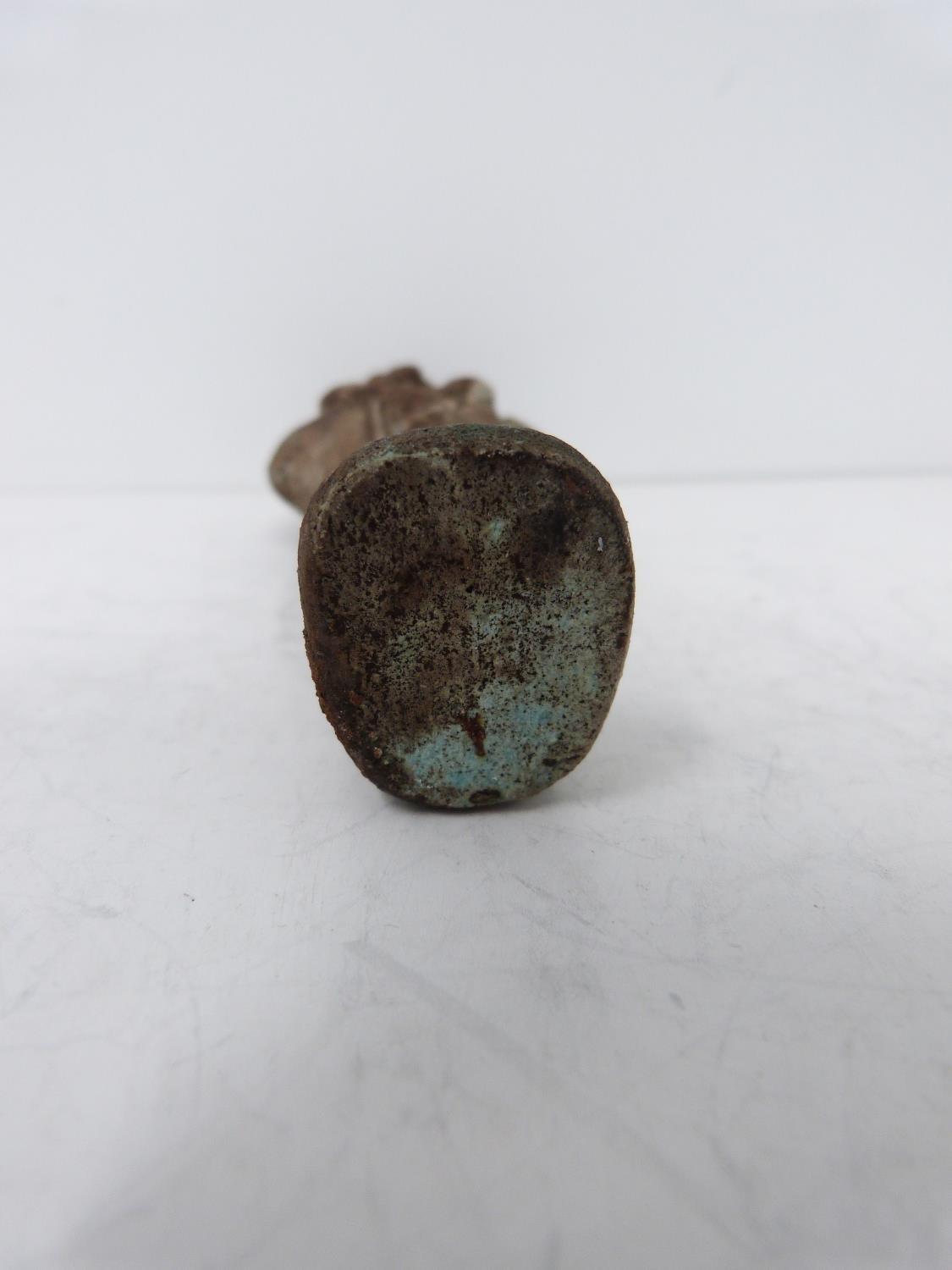 An antique replica of an Egyptian Shabti, pale blue glaze and hieroglyphs to front. Height 4.5cm. - Image 5 of 5