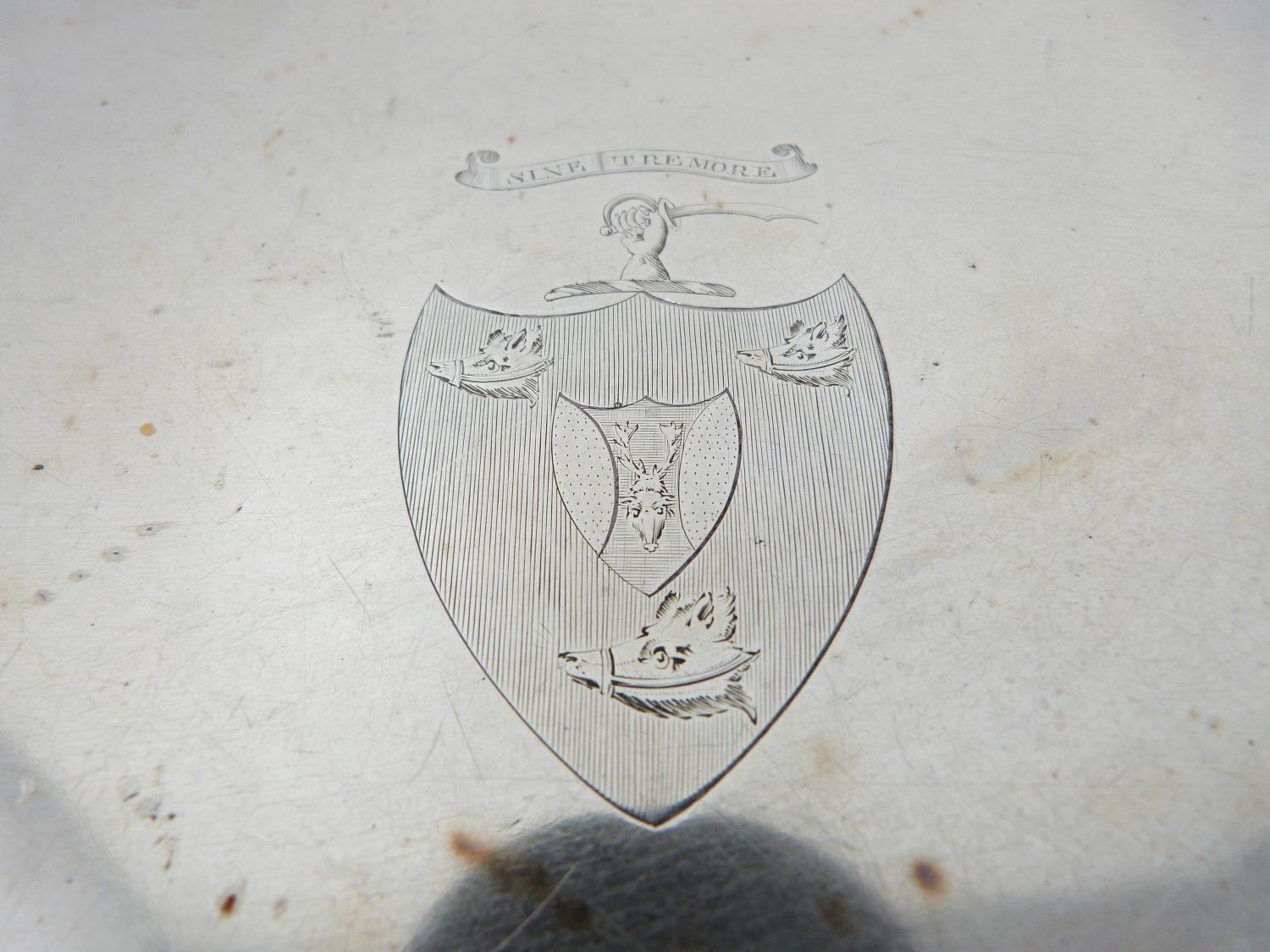 Georgian silver oval tray on four tapering feet. John Wakelin & William Taylor, London, 1781. - Image 2 of 6