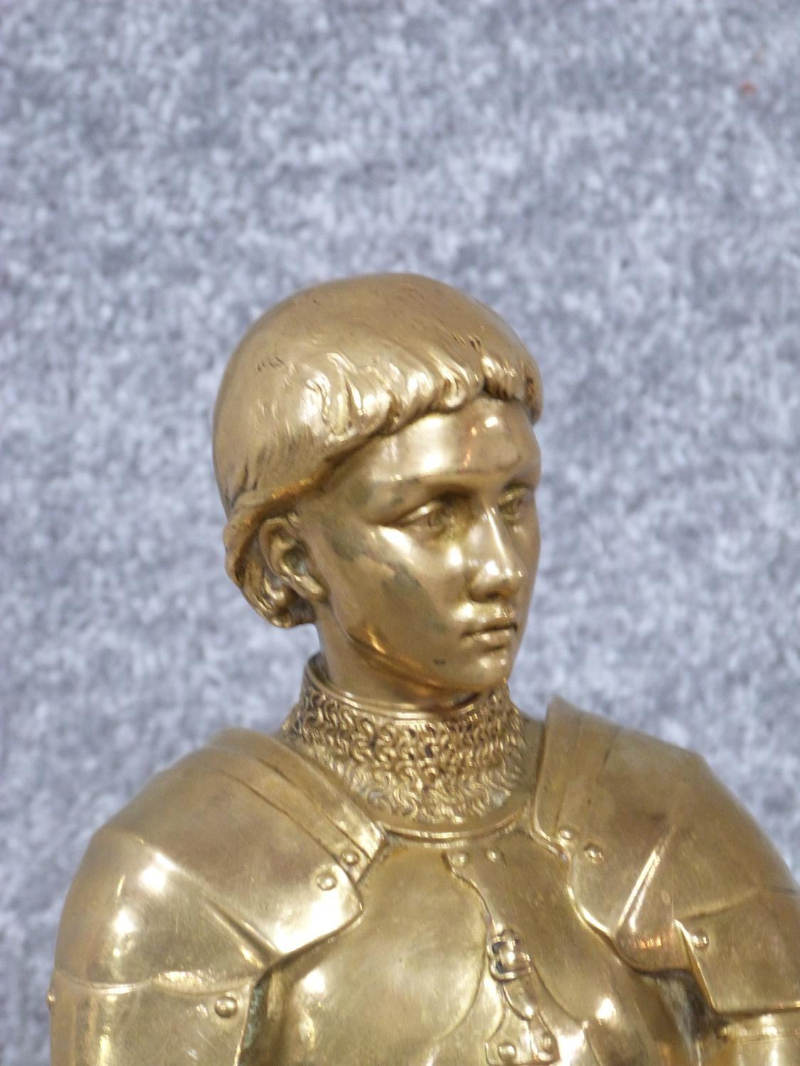 A Barrias gilt bronze Joan of Arc statue. Louis Ernest Barrias (French, 1841-1905), a gilded - Image 3 of 13