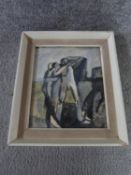 A framed watercolour by Keith Vaughan (British, 1912-1977), two male figures, bearing signature 'KV'