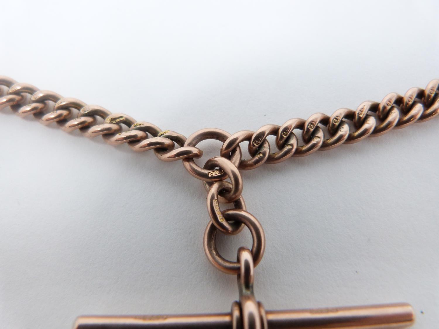 A 9 carat solid gold Albert chain with yellow metal lobster clip. Chain made by John Thompson & - Image 8 of 8