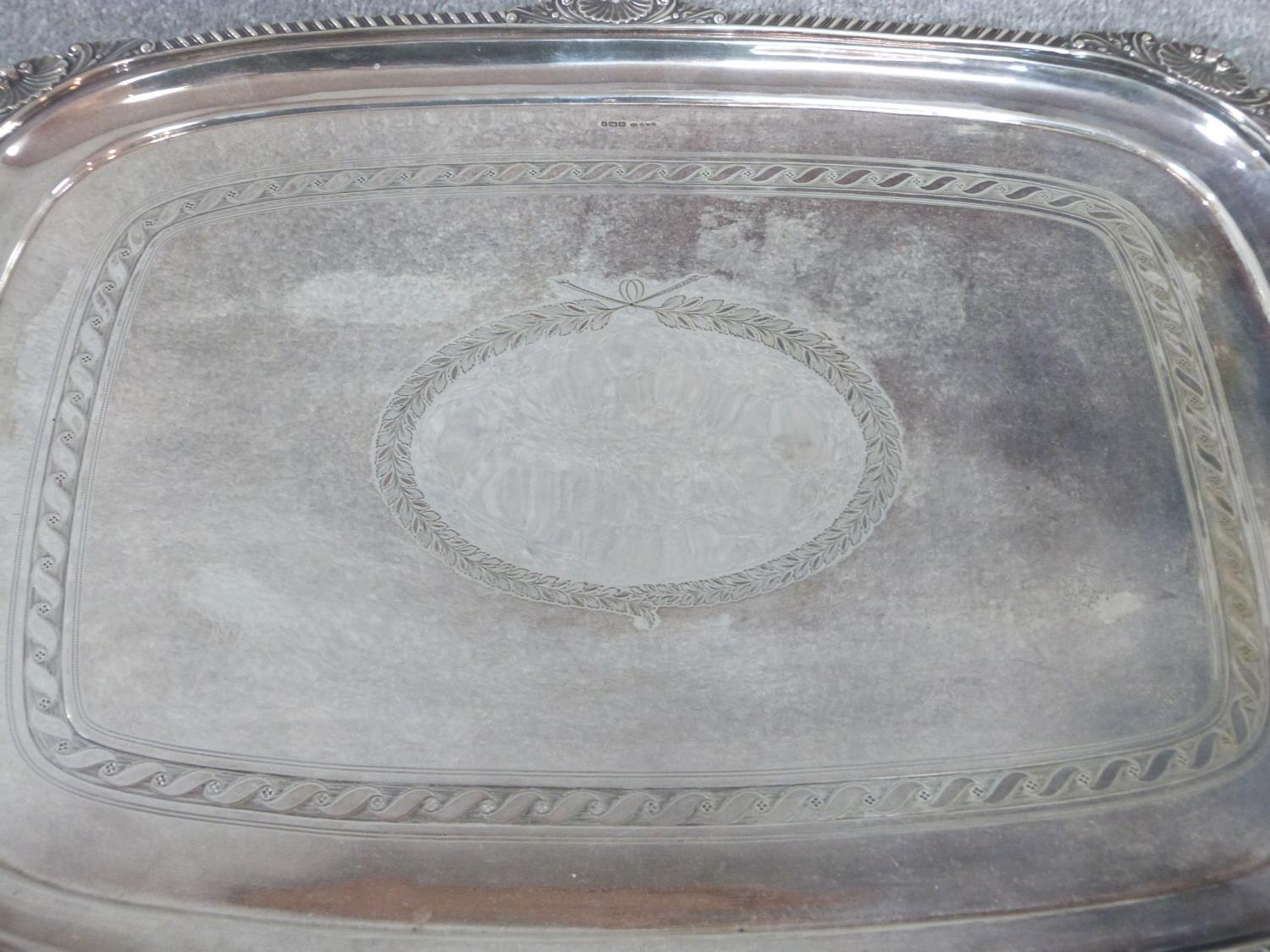 A Victorian silver two handled tray. Hallmarked CE & Co for Charles Ellis & Co, Sheffield, 1899. - Image 2 of 11