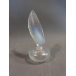 A Lalique signed Coquillage opal glass perfume bottle. H 16cm.