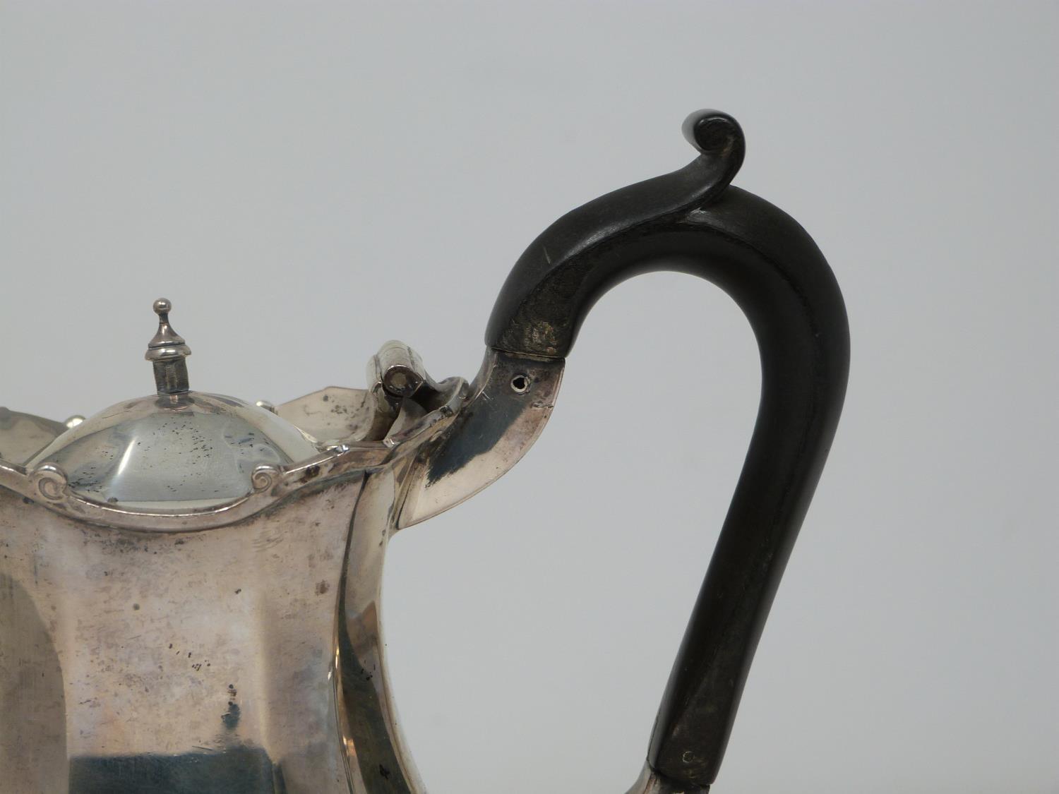 An antique silver coffee pot and tea pot. The Victorian Coffee pot has angular design, maker JH - Image 18 of 19