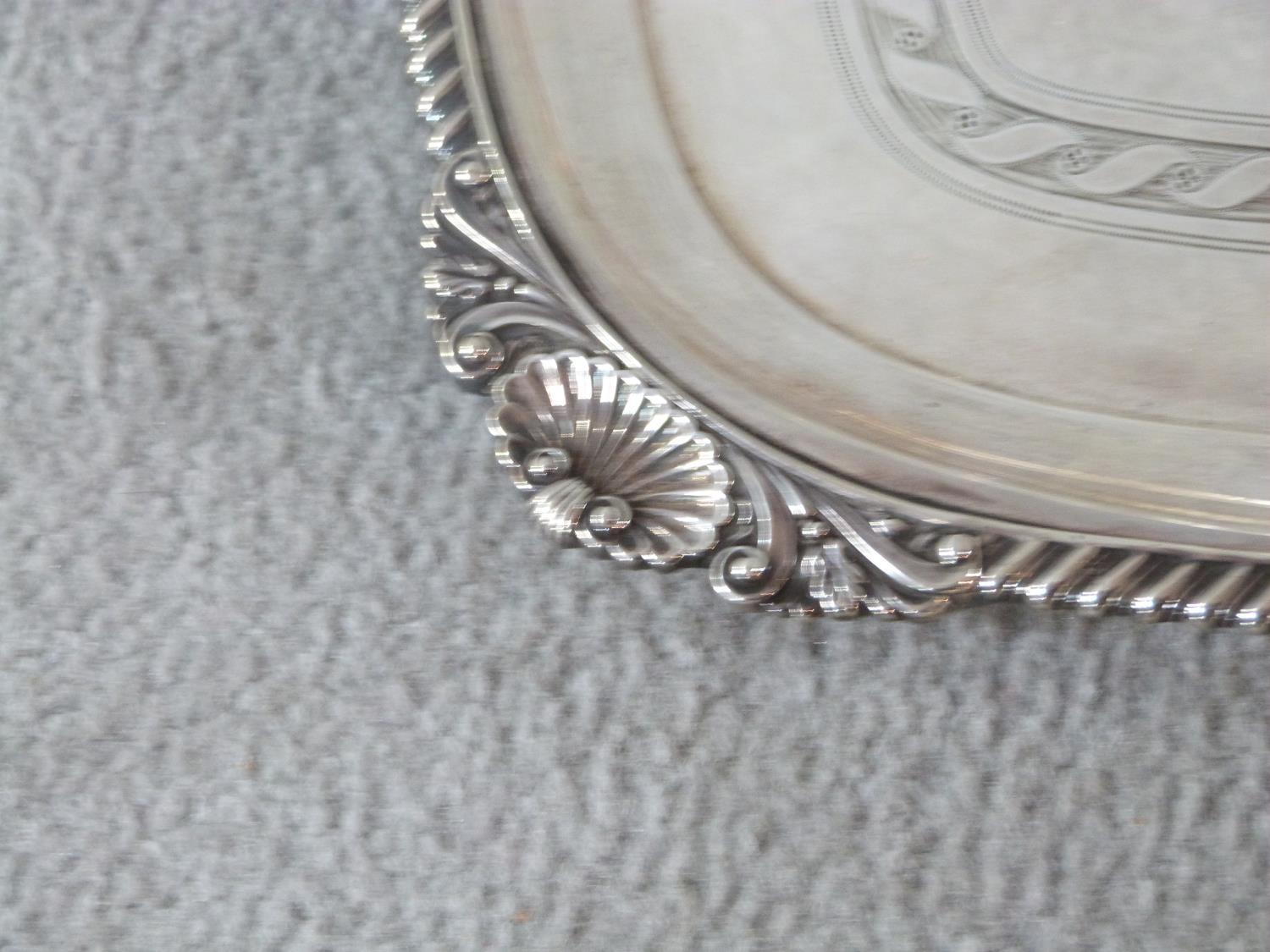 A Victorian silver two handled tray. Hallmarked CE & Co for Charles Ellis & Co, Sheffield, 1899. - Image 7 of 11