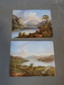 A pair of 19th century hand painted Scottish landscapes on porcelain by British artist Richard