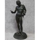 A late 19th century Italian cast bronze of Narcissus after the antique Fonderia Sommer on a