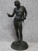 A late 19th century Italian cast bronze of Narcissus after the antique Fonderia Sommer on a