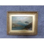 A giltwood framed 19th century oil on panel of Loch Loman, 1866. Signed Tnai H Hair to reverse.