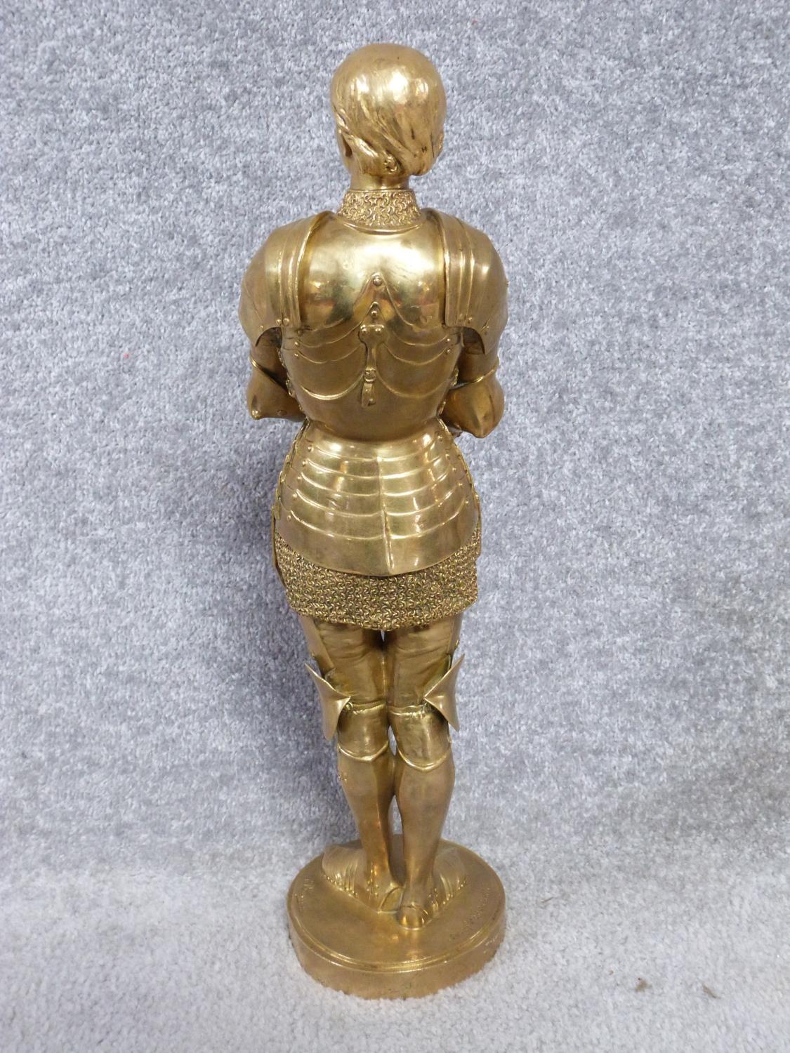 A Barrias gilt bronze Joan of Arc statue. Louis Ernest Barrias (French, 1841-1905), a gilded - Image 2 of 13