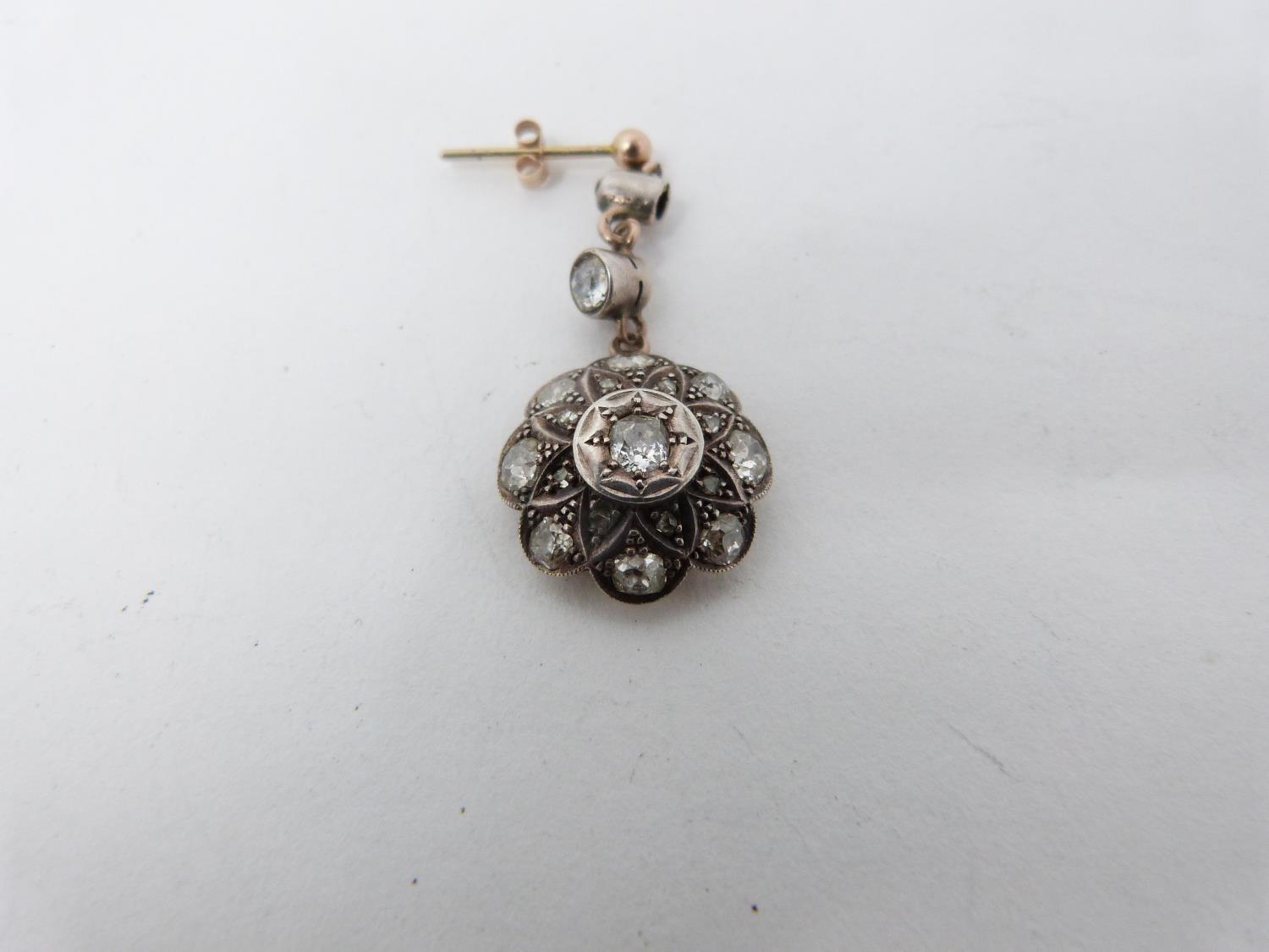 A pair of Victorian old mine diamond cluster drop earrings. Each earing set with nineteen - Image 2 of 6