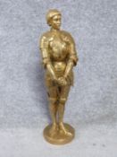 A Barrias gilt bronze Joan of Arc statue. Louis Ernest Barrias (French, 1841-1905), a gilded