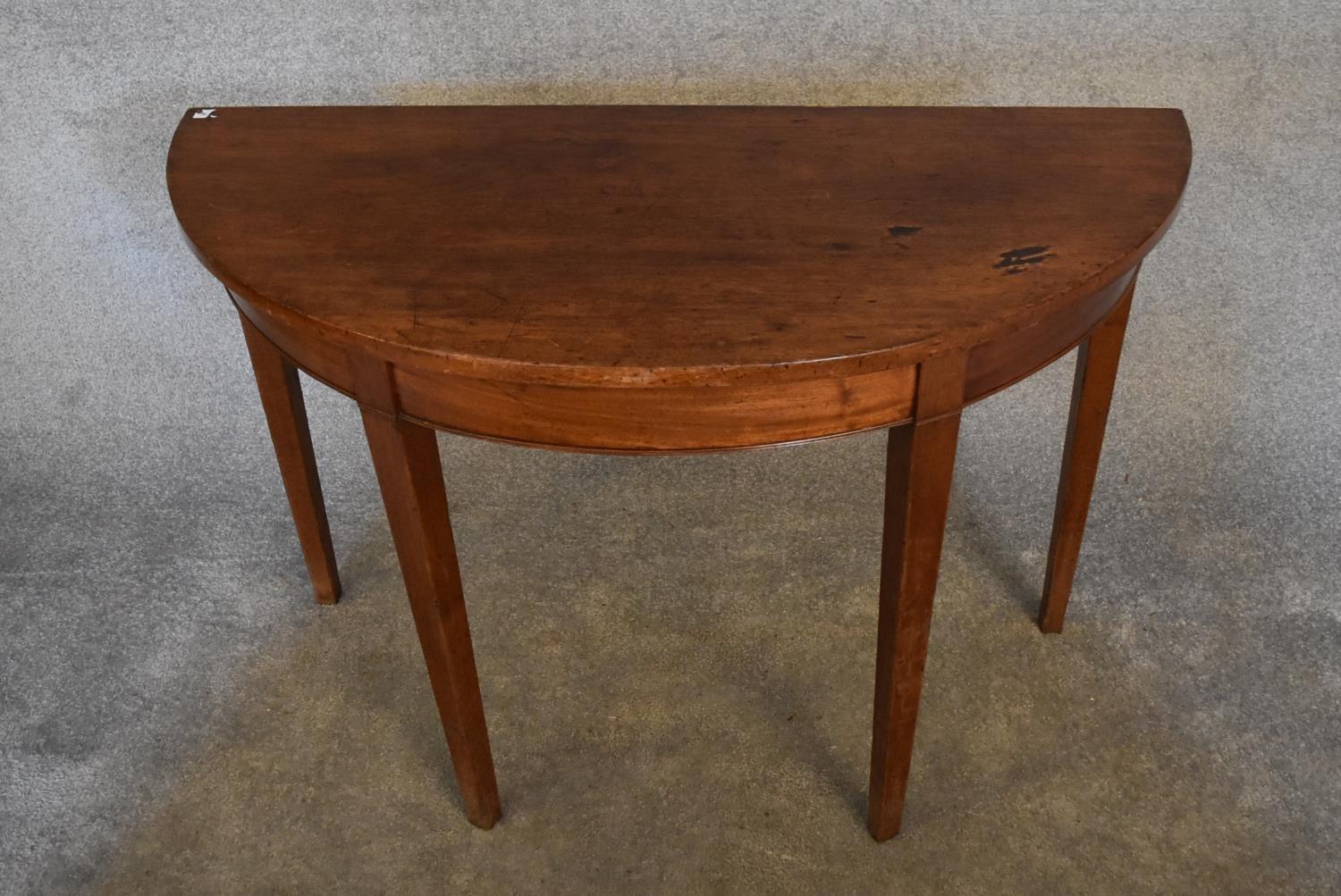 A Georgian mahogany demi lune console table. H.72 x 52cm - Image 2 of 4