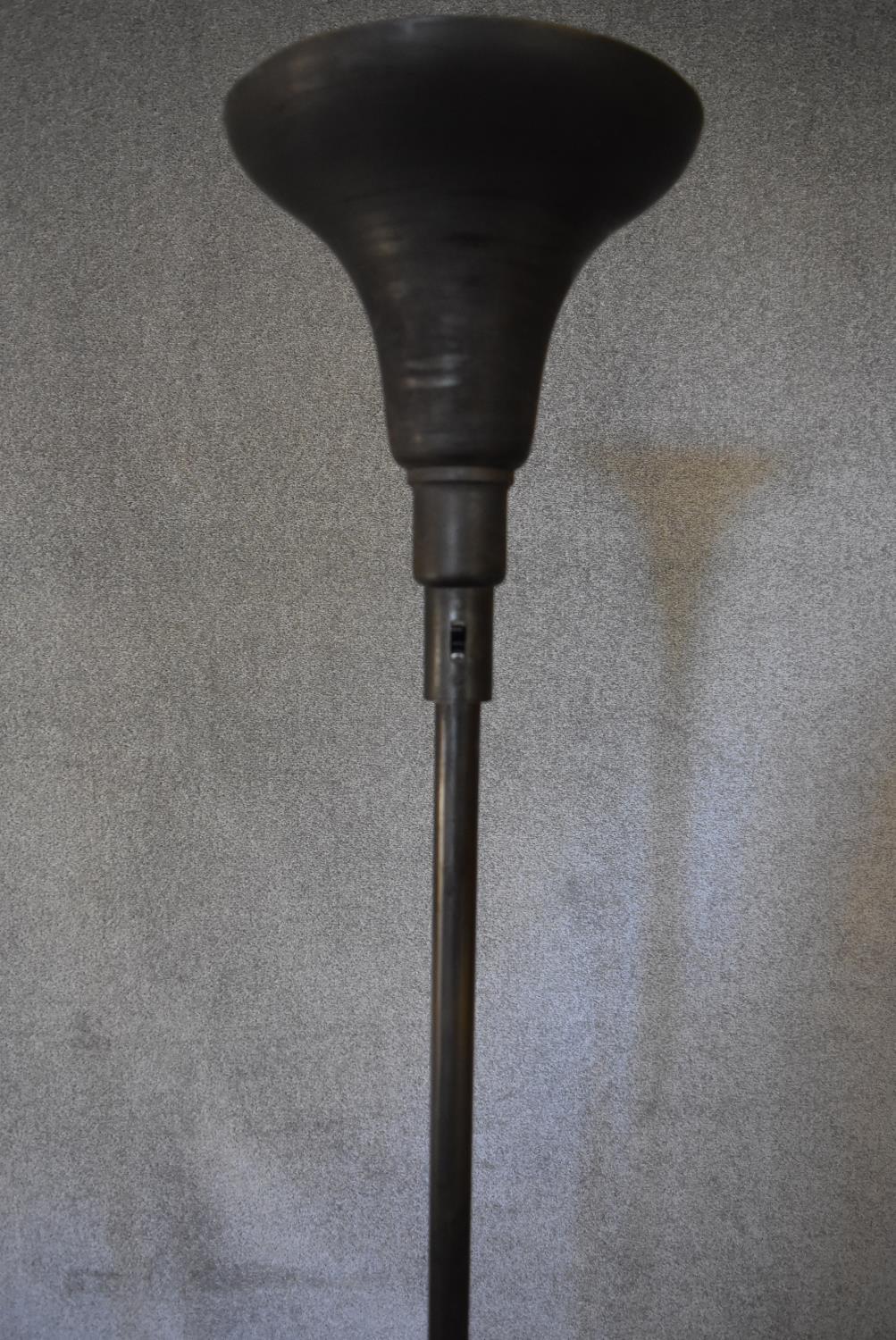 A mid 20th century black metal standing uplighter. H.173 x 30cm - Image 3 of 3