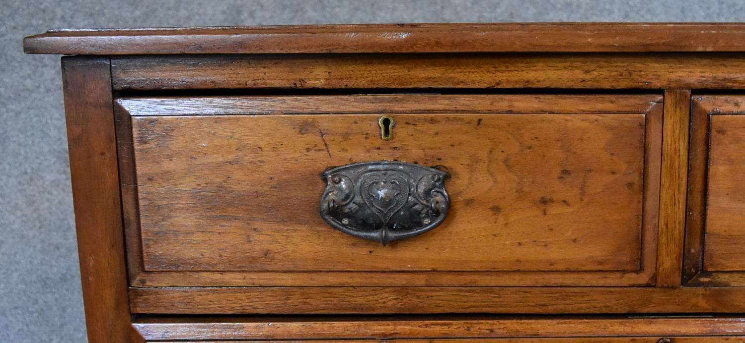 A late 19th century walnut chest of two short over two long drawers. H.75 x 92 x 43cm - Image 5 of 5