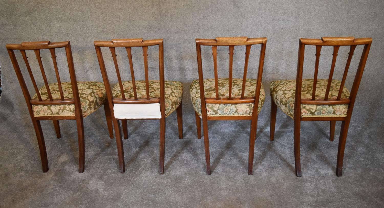 A set of four late 19th century Georgian style dining chairs with stuffover floral seats. H 89 x - Image 3 of 4