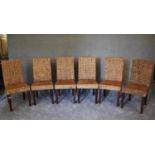 A set of six rattan high back dining chairs. H.96 x 46cm