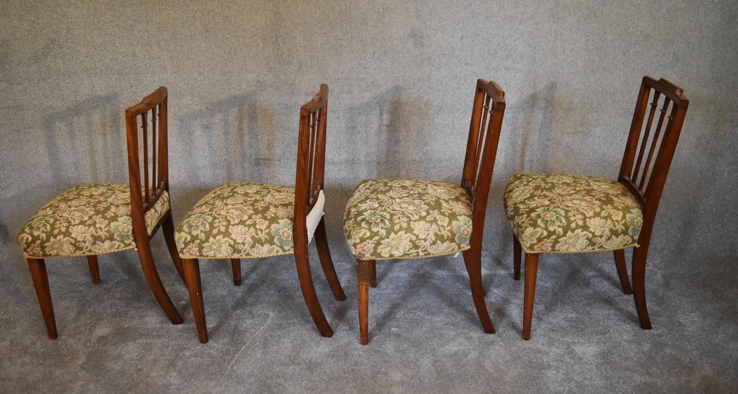 A set of four late 19th century Georgian style dining chairs with stuffover floral seats. H 89 x - Image 2 of 4