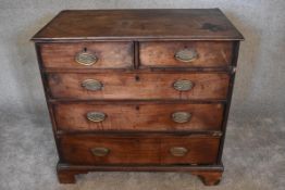 An Georgian mahogany chest of two short over three long drawers on bracket feet. H.90 x 95cm