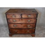 An Georgian mahogany chest of two short over three long drawers on bracket feet. H.90 x 95cm