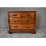 A late 19th century walnut chest of two short over two long drawers. H.75 x 92 x 43cm