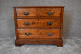 A late 19th century walnut chest of two short over two long drawers. H.75 x 92 x 43cm