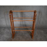 A pitch pine towel rail. H. 92 x 70cm