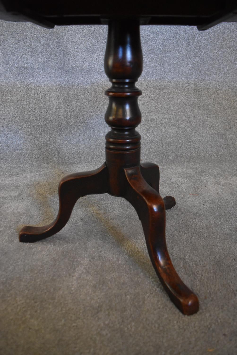 A 19th century mahogany tea table on tripod base with cabriole supports. 52 x 59cm - Image 3 of 4