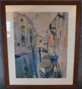 A framed and glazed watercolour, Venice scene, signed by Phillipp Franck '1925 SL Frau'