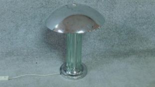 A pair of vintage chrome and glass rod lamps. H.31cm