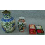 A collection of oriental items including, a pair of hardstone chinese chops, an indian hand