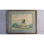 Gerald Willem Pieter (1870-1931), framed and glazed watercolour, windmill, signed. 65.5x53.5cm