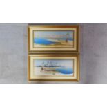 A pair of framed and glazed gouaches, desert scenes, indistinctly signed. 29x54cm