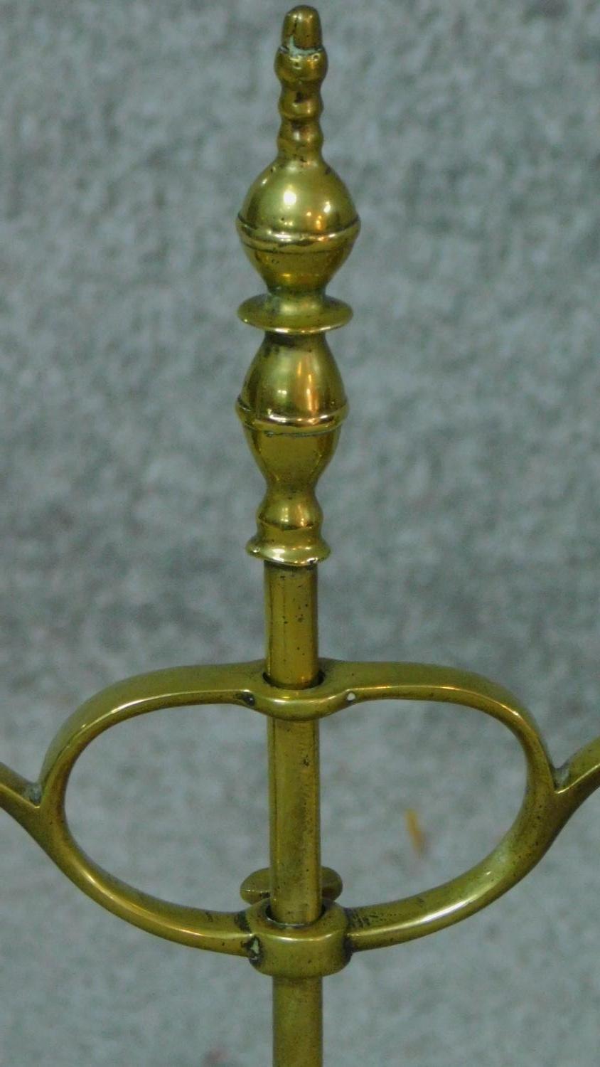 A pair of 19th century brass adjustable candelabras with twisted stem and standing on three lion paw - Image 5 of 5