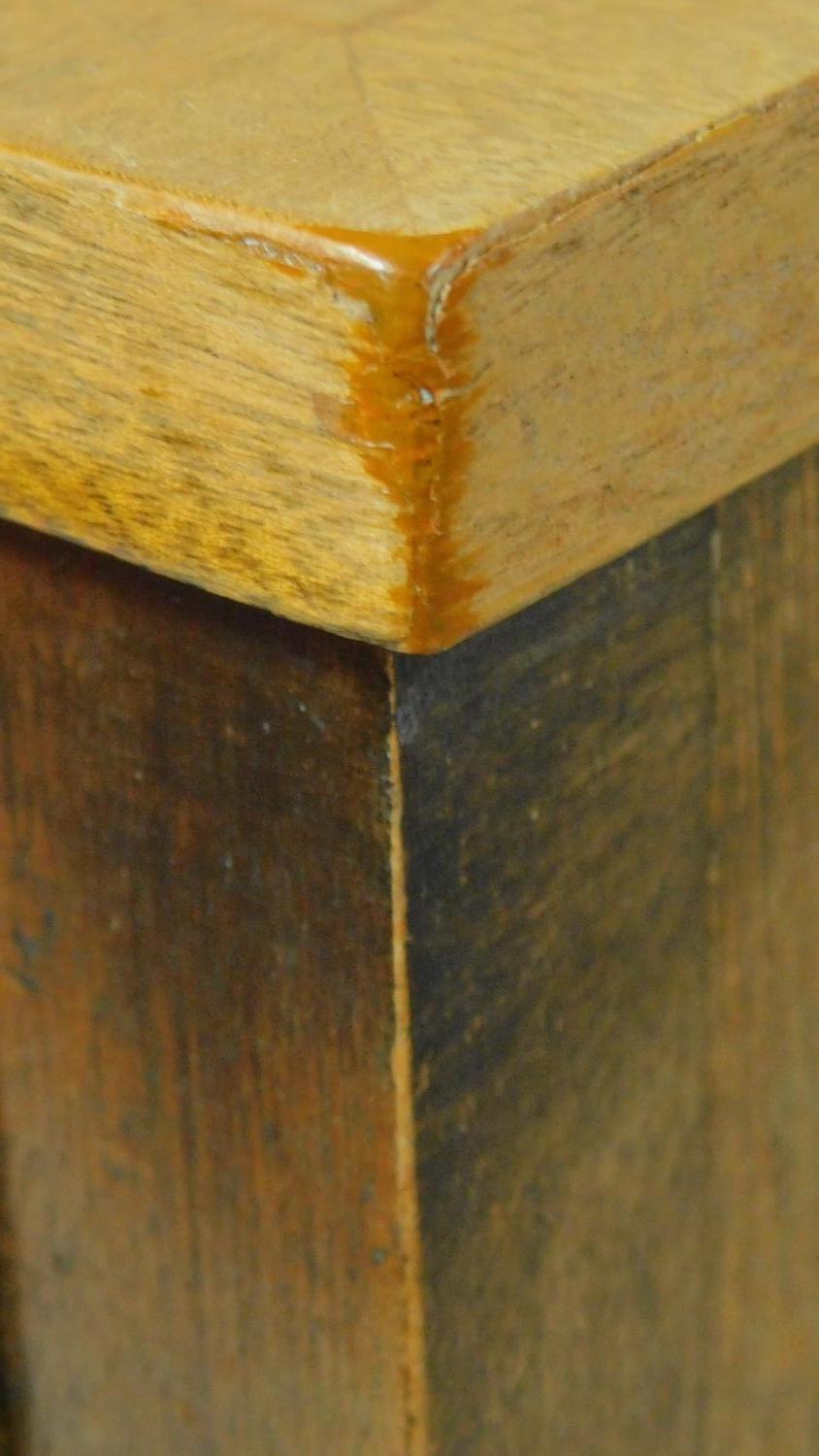 A Georgian style mahogany crossbanded and satinwood strung two drawer side table. H.79 W.53 D.39cm - Image 8 of 9