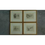 Four framed prints of various studies of a couple making love. 34x38cm