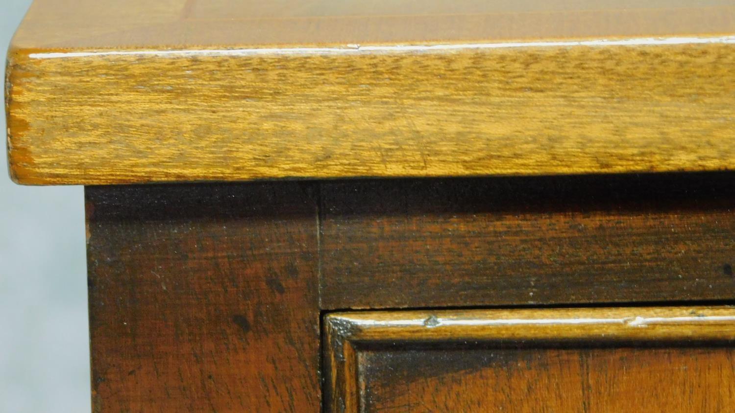 A Georgian style mahogany crossbanded and satinwood strung two drawer side table. H.79 W.53 D.39cm - Image 6 of 9