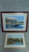 Two framed and glazed limited edition signed prints of rowing scenes. One signed by Timothy Easton