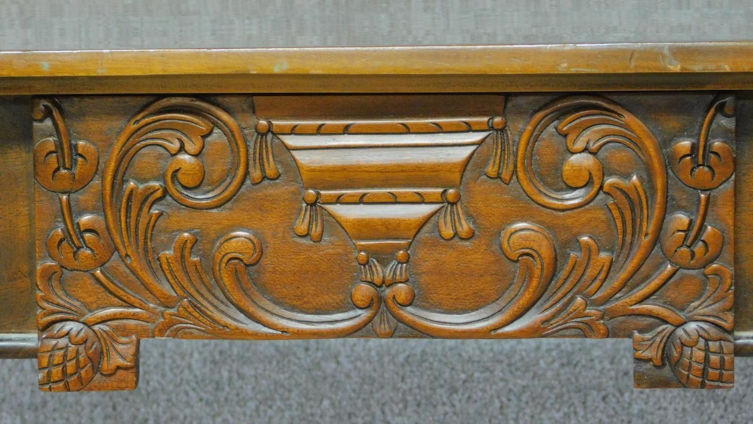 An Adam style mahogany console table on square tapering fluted supports. H.84 W.151 D.45cm - Image 2 of 9