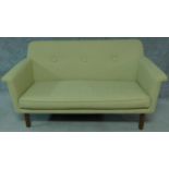 A 1960's retro style pale sage sofa, by Orla Kiely. H.83 W.144 D.72cm