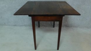 A 19th century mahogany dropleaf table raised on square tapering supports. H.72 W.92 D.91cm