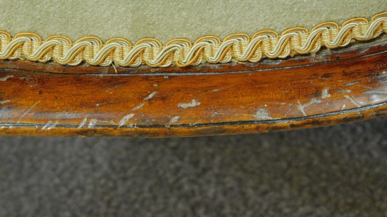 A Victorian carved mahogany framed chaise longue in sage buttoned upholstery on cabriole supports - Image 10 of 10