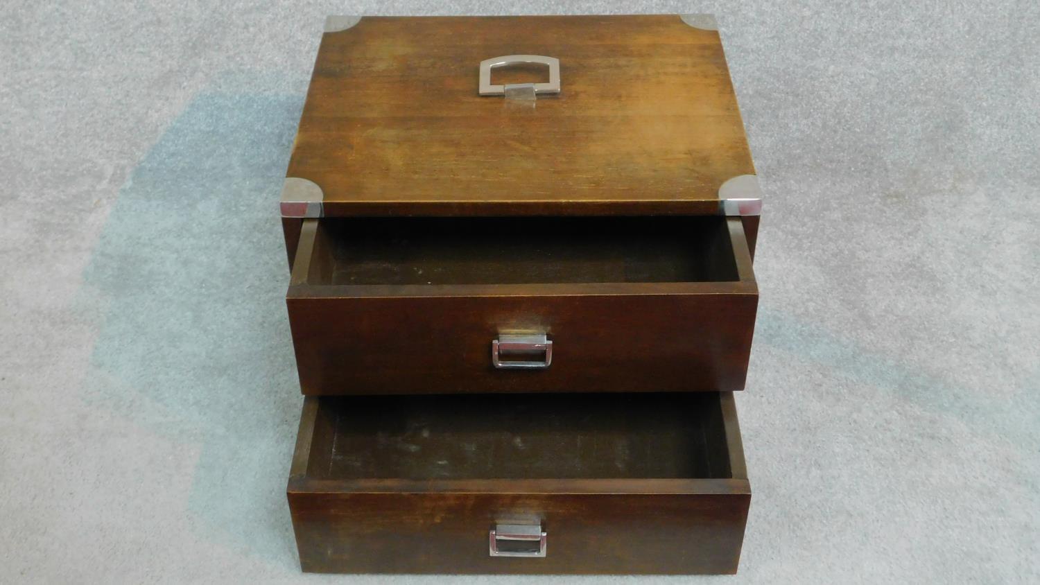 A miniature metal bound military style chest. H.33 W.42 D.50cm - Image 2 of 5
